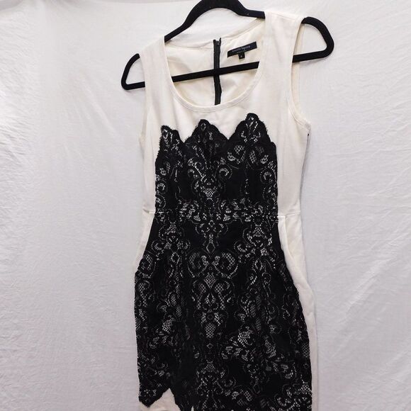 Nanette Lepore NYC Sz 6 B&W Lace Mini Dress W/ Pockets NEW - Picture 2 of 7